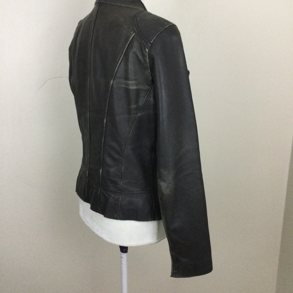 Marc New York Andrew Marc Leather Jacket Taupe Size S - Picture 2 of 7